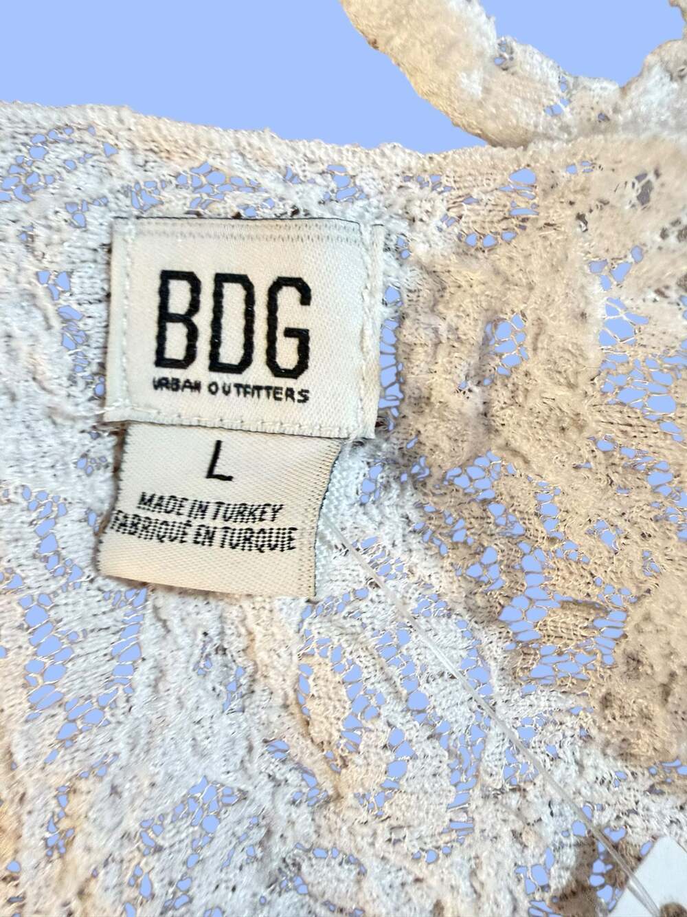 NWT BDG Urban Outfitters White Floral Lace Long Sleeve Tie-Front Shrug Cardigan - Picture 4 of 9